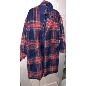 Old navy soft brushed plaid coat size large